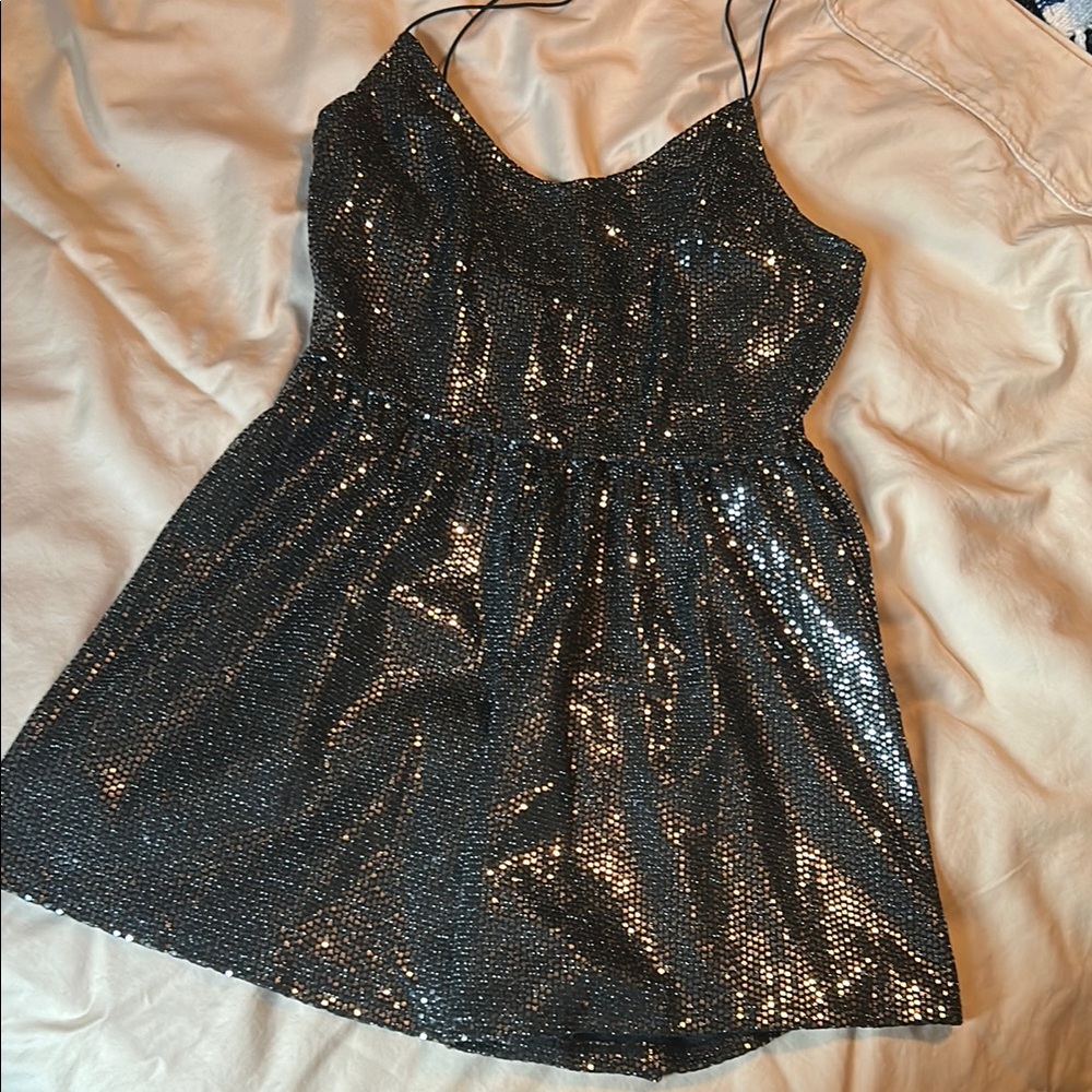 Divided Black Sequin Romper